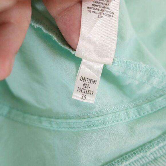 Chico's Size 1 Seafoam Green Full Zip Collared Jacket Waist Fitted Cotton Pocket - Picture 10 of 10